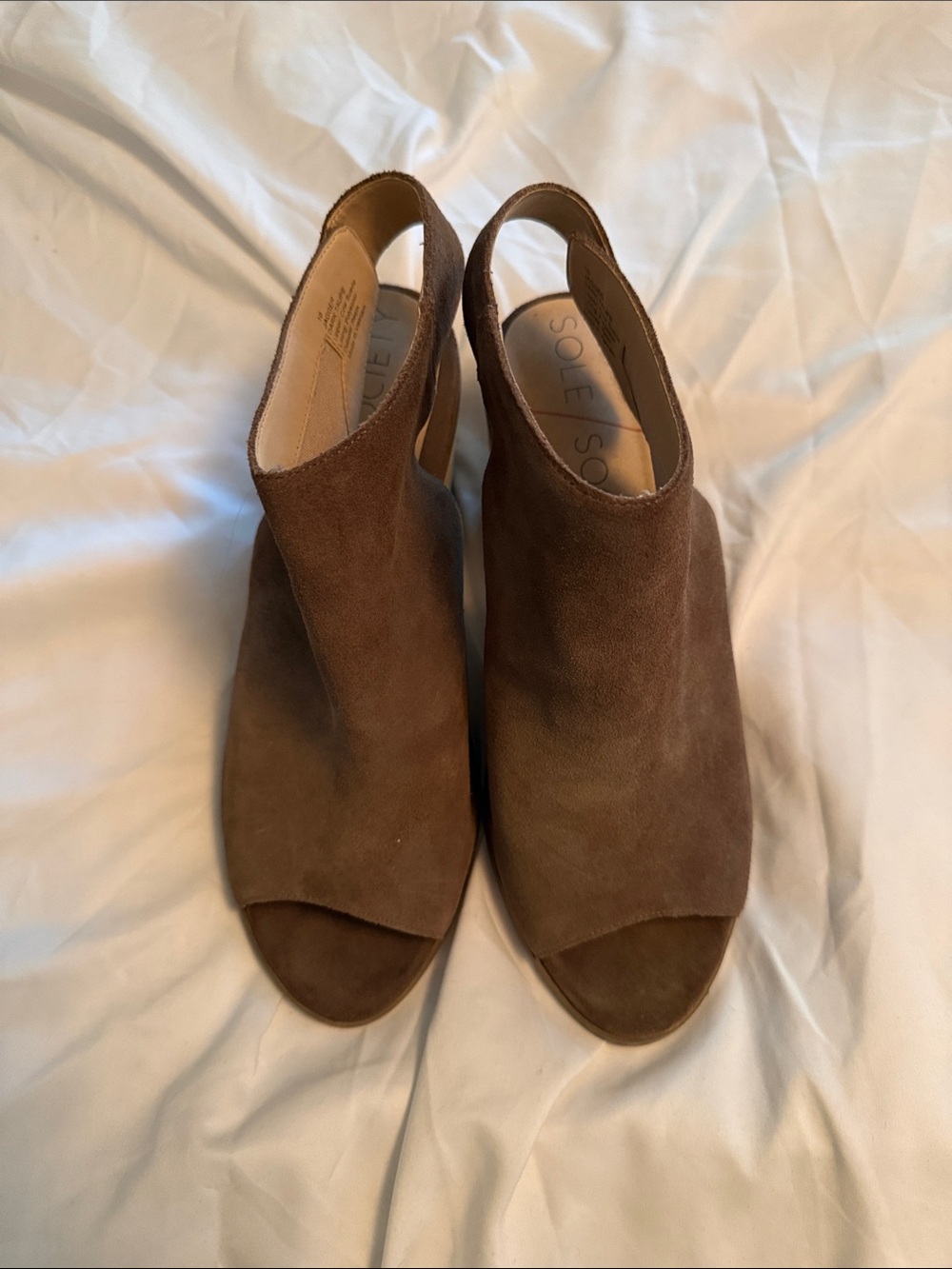 Sole Society Brown Suede Open-Toe Slingback Heels